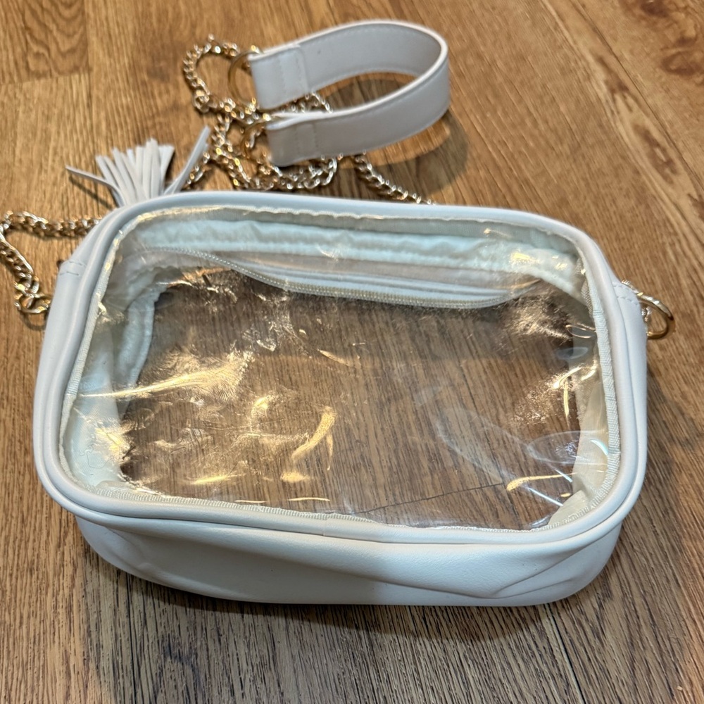 White Clear Crossbody / Belt Bag with Gold Chain Strap